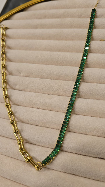 Duotone Emerald Link Necklace