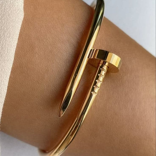 Golden Nail Cuff Bracelet