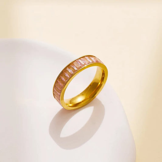 Golden Pink Baguette Eternity Ring