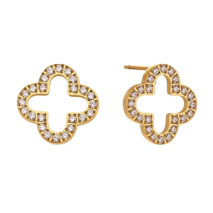 Pave Clover Luck Stud Earrings