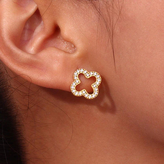 Pave Clover Luck Stud Earrings
