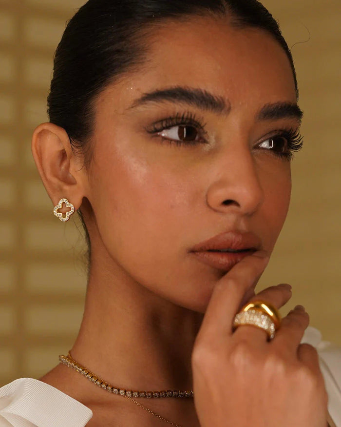 Pave Clover Luck Stud Earrings